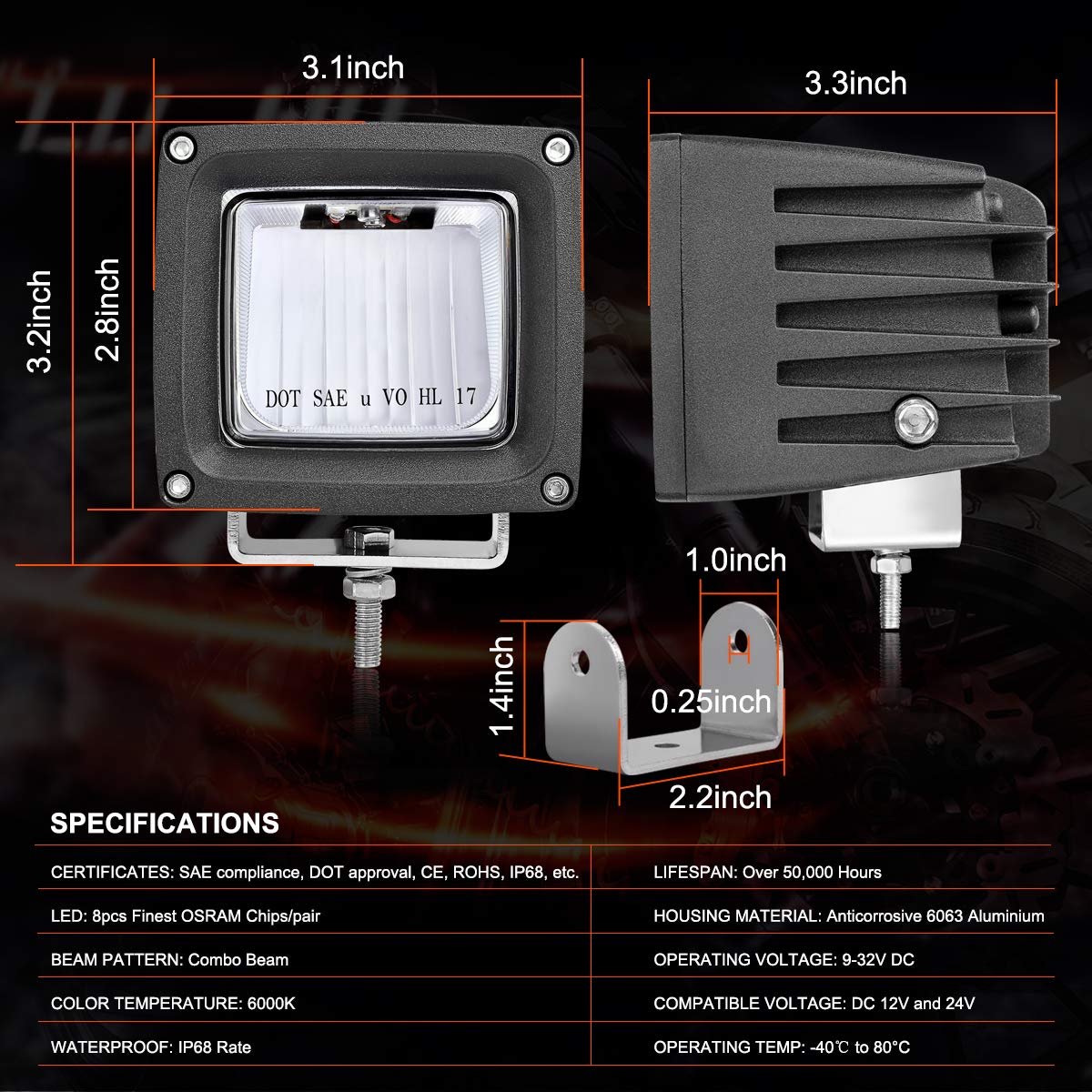 Led Cube Fog Lights 3 Inch